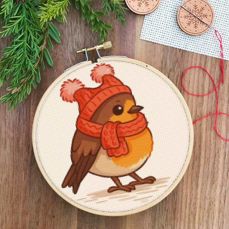  Cross Stitch Kit - Winter Bird | Adorable Animal Craft | Diy Handmade Needlework - image 2