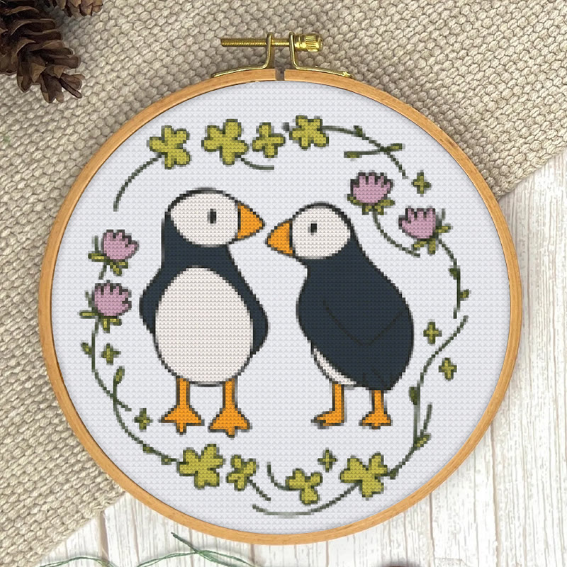  Cross Stitch Kit - Little Puffins | Animal Sewing Pattern | Diy Handmade Project - image 3