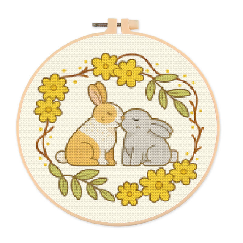  Cross Stitch Kit - Love Rabbit | Nice Wedding Handmade Gifts | Perfect For Lover - 20×20cm - image 1