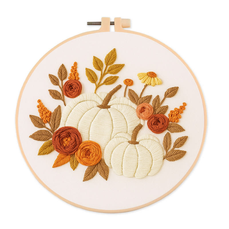 Rubbyoo Embroidery Kit - Botanical Pumpkin | Halloween Wall Hanging | Perfect Decor For Halloween - 20*20cm - image 1