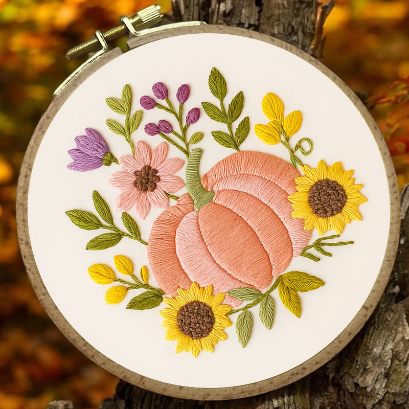 Rubbyoo Embroidery Kit - Pink Pumpkin | Unique Handmade Craft | Halloween Desk Ornament - image 2