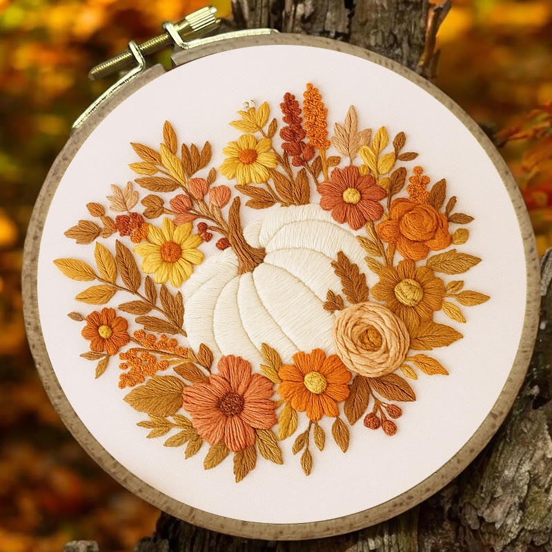 Rubbyoo Embroidery Kit - Autumn Pumpkin |  Perfect  Fall Craft | Halloween Decor Project - image 2