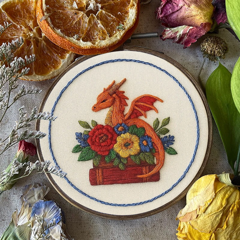 Rubbyoo Embroidery Kit - Charming Dragon |  Fantasy Floral Craft |  Beginner Friendly Needlepoint  - image 3