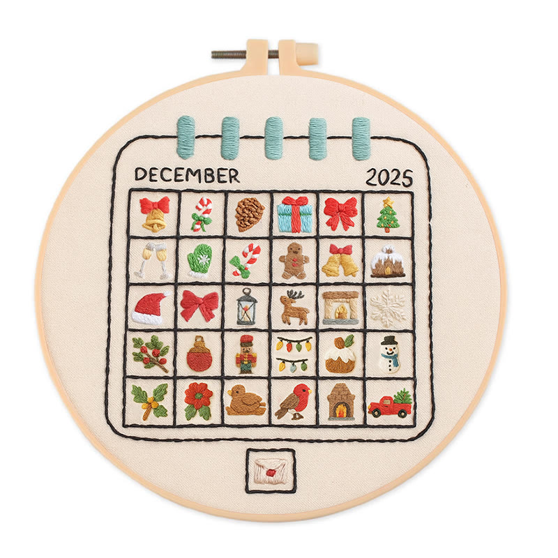 Rubbyoo Embroidery Kit - December Calendar | Christmas Home Decoration | Perfect Gifts For Crafters - 20*20cm - image 1