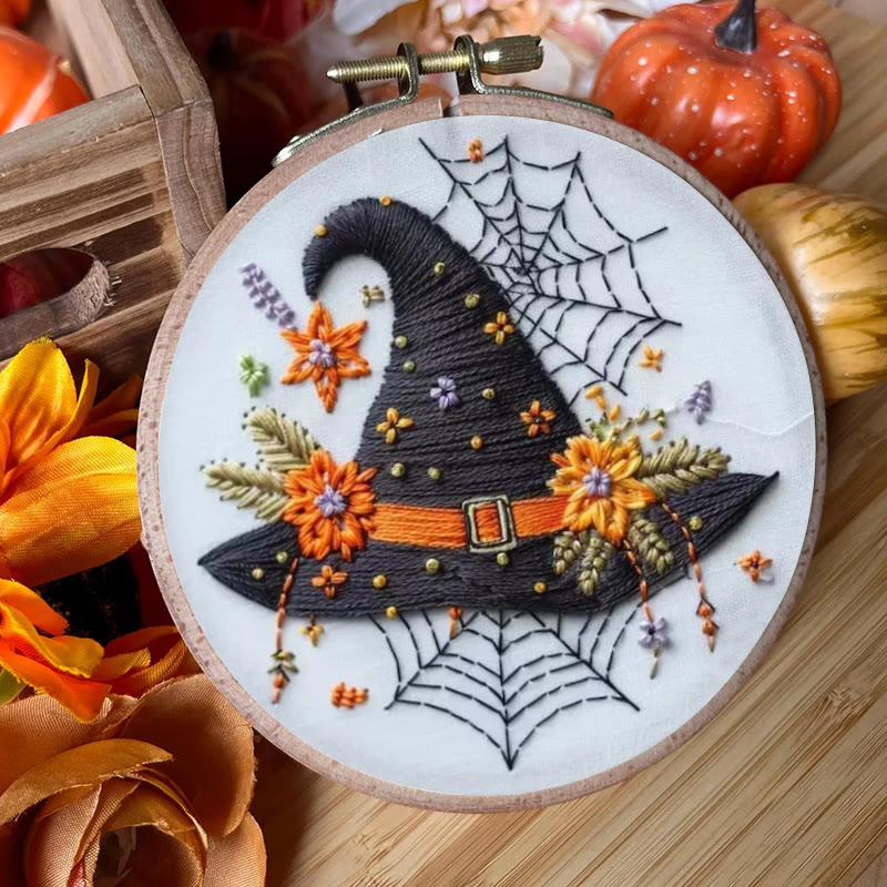 Rubbyoo Embroidery Kit - Spider Wizard Hat | Decorative Halloween Craft | Spooky Halloween Gifts - image 2