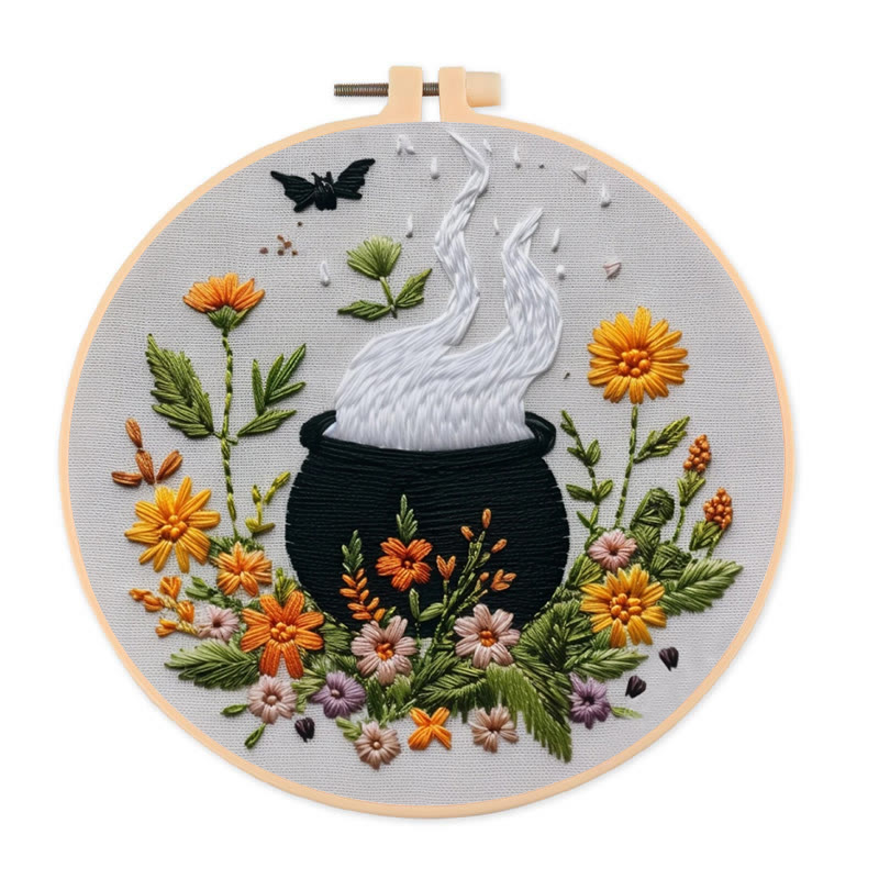 Rubbyoo Embroidery Kit - Magical Cauldron | Personalized Halloween Ornament | Beginner Halloween Handicraft - 20*20cm - image 1