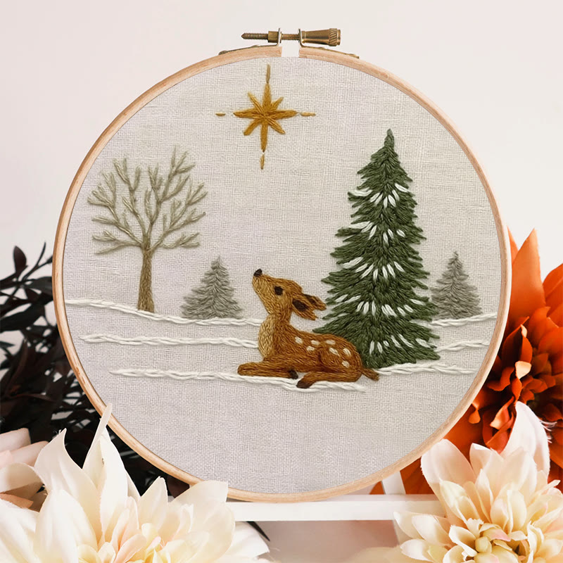 Rubbyoo Embroidery Kit - Deer In The Snow | Christmas Handmade Artwork | Perfect Gift For Home Decor - image 3