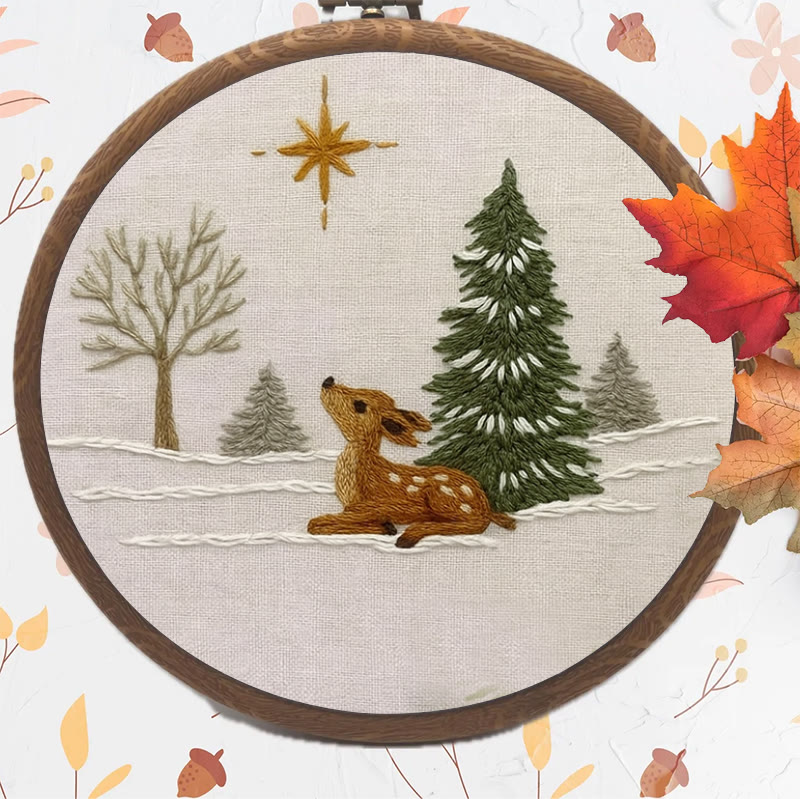 Rubbyoo Embroidery Kit - Deer In The Snow | Christmas Handmade Artwork | Perfect Gift For Home Decor - image 2