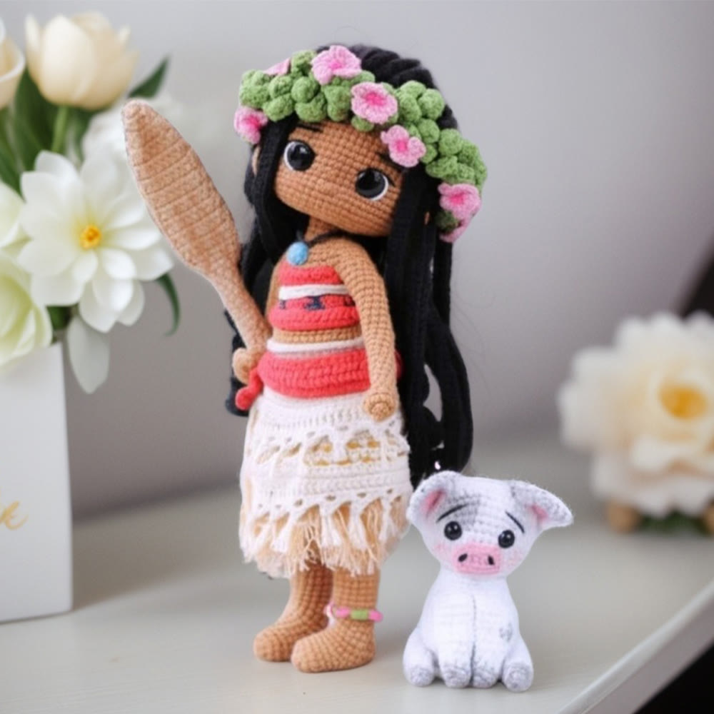 Diy Handmade Girl With Paddle Crochet Kit - Unique Yarn Handicraft | Plush Toy For Child Birthday  - image 2