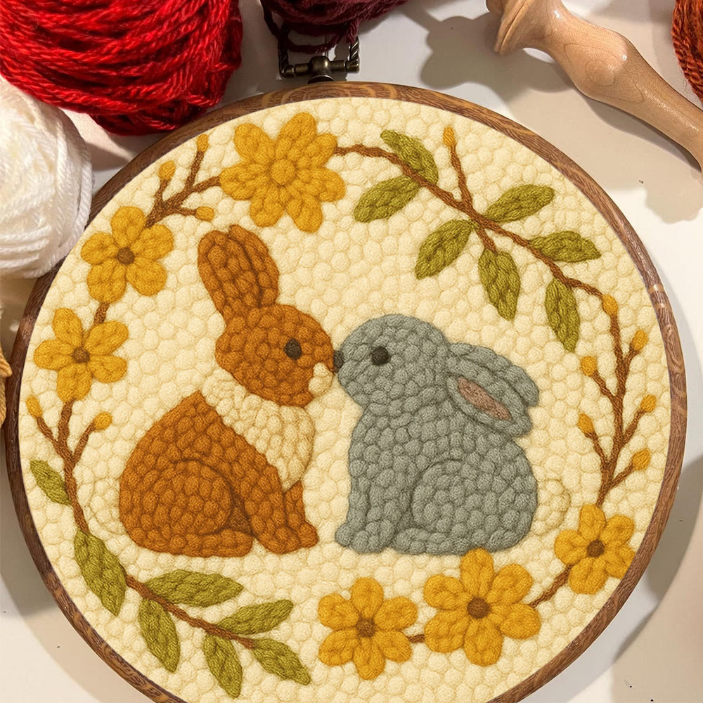  Loving Rabbits Punch Needle Kit - Handmade Gift For Lovers | Unique Valentine Gifts - image 2