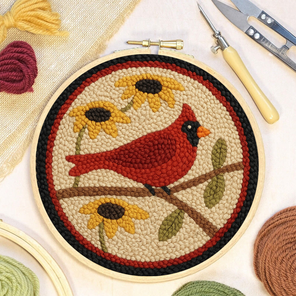 Floral Cardinal Punch Needle Kit - Nice Gifts For Bird Lovers |  Perfect For Christmas Decor - image 2