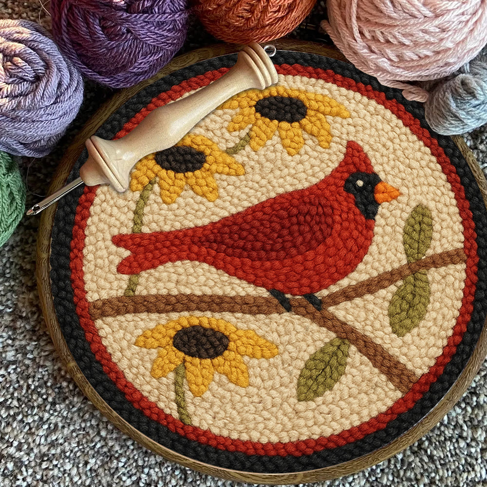 Floral Cardinal Punch Needle Kit - Nice Gifts For Bird Lovers |  Perfect For Christmas Decor - image 10