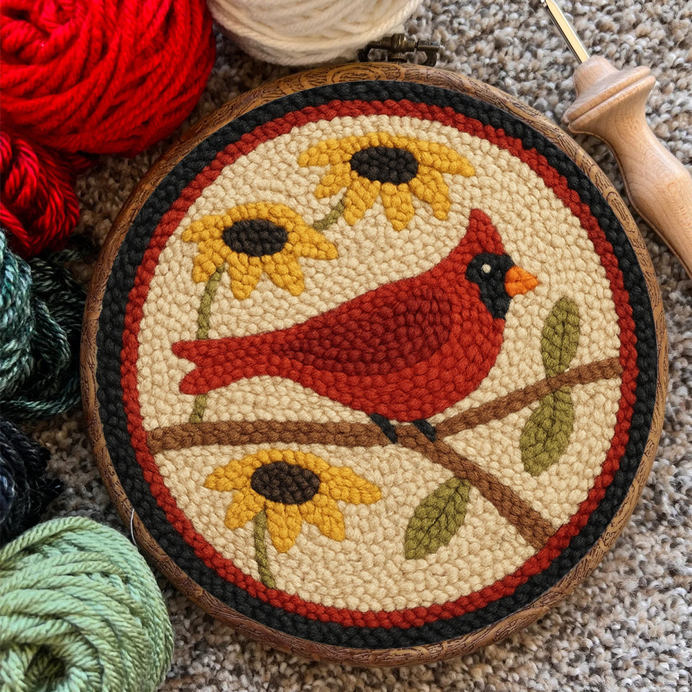 Floral Cardinal Punch Needle Kit - Nice Gifts For Bird Lovers |  Perfect For Christmas Decor - image 8