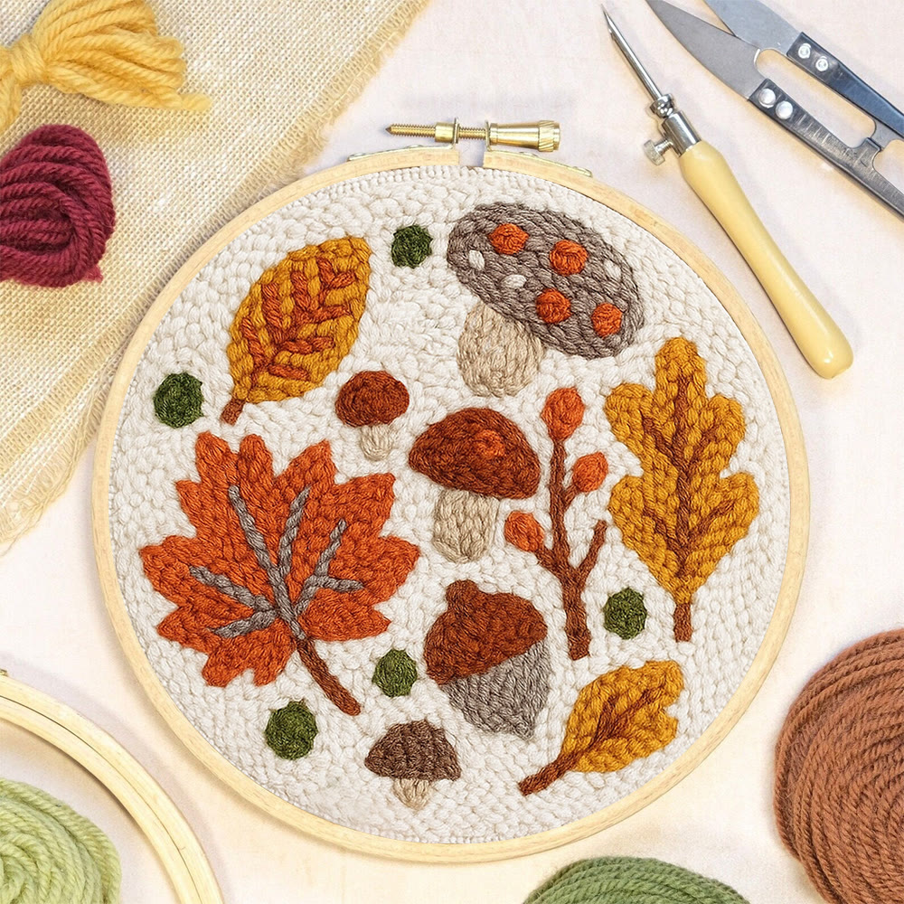Autumn Leaves Punch Needle Kit - Diy Wall Hanging | Seasonal Needle Artwork - image 2