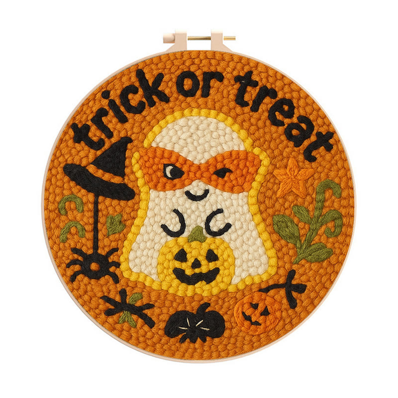 Naughty Ghost Punch Needle Kit - Creative Holiday Handicraft | Personalized Halloween Decor - 20cm*20cm - image 1