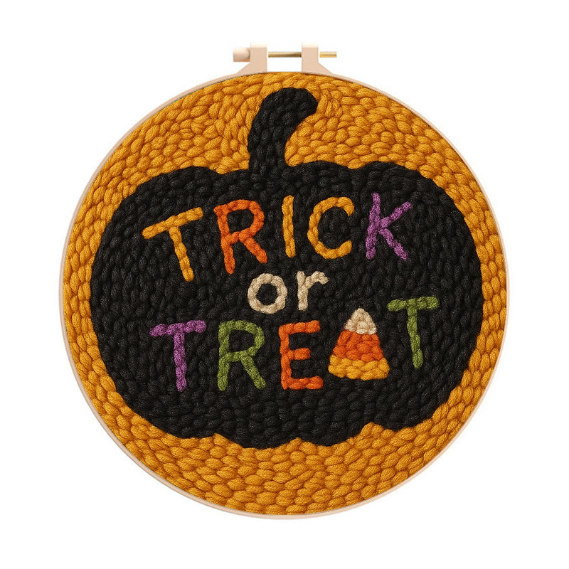 Trick Or Treat Punch Needle Kit - Creative Halloween Wall Decor | Diy Yarn Handmade Art - 20cm*20cm - image 1