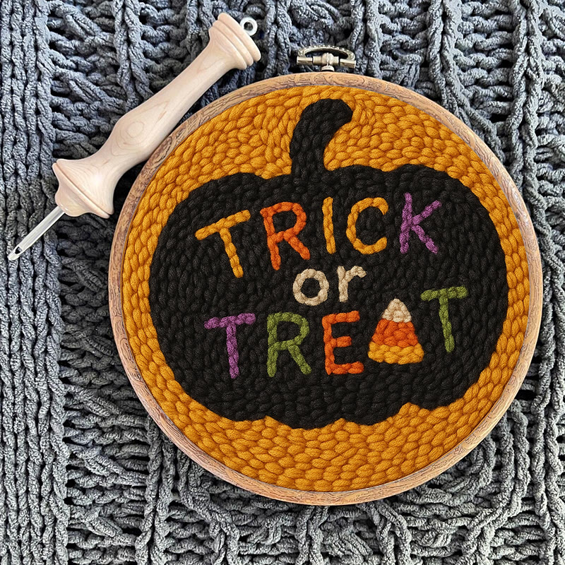 Trick Or Treat Punch Needle Kit - Creative Halloween Wall Decor | Diy Yarn Handmade Art - image 4