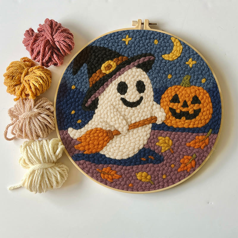 Happy Halloween Ghost Punch Needle Kit - Adorable Halloween Decor | Nice Holiday Handicraft  - image 4
