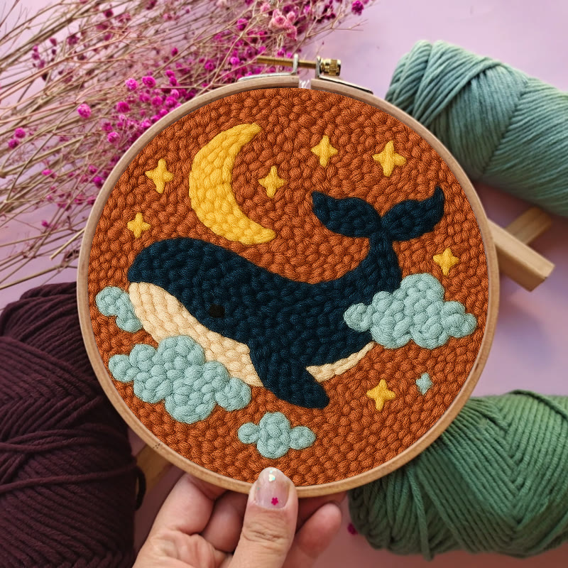 Moon And Whale Punch Needle Kit - Adorable Animal Craft | Diy Gifts For Friends - image 8