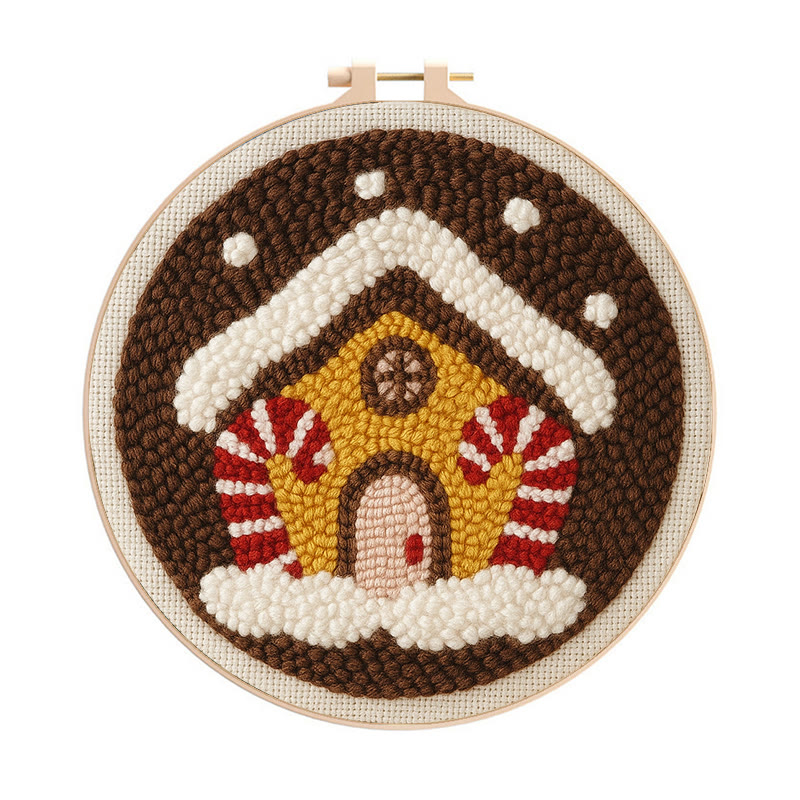 Gingerbread House Punch Needle Kit - Handmade Christmas Ornaments | Perfect For Christmas Coasters  - 20cm*20cm - image 1