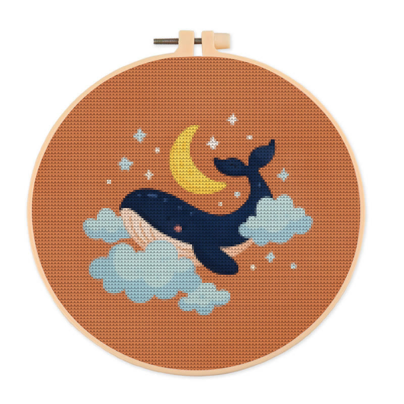  Cross Stitch Kit - Whale In The Cloud | Easy Needlework Craft | Perfect For Home Decor - 20×20cm - image 1