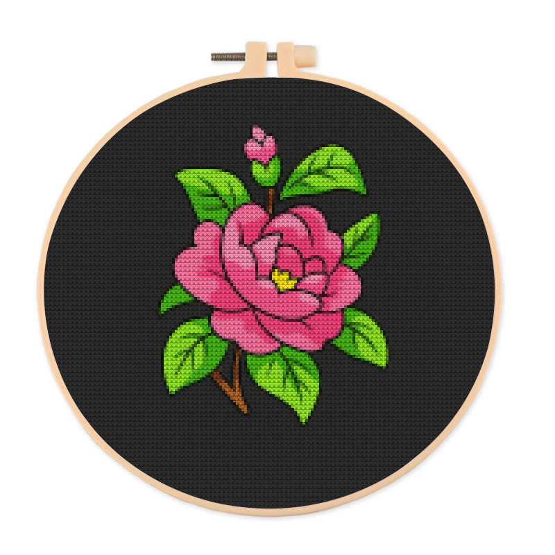  Cross Stitch Kit - Blooming Rose | Diy Floral Handicraft | Office Wall Decorations - 20×20cm - image 1