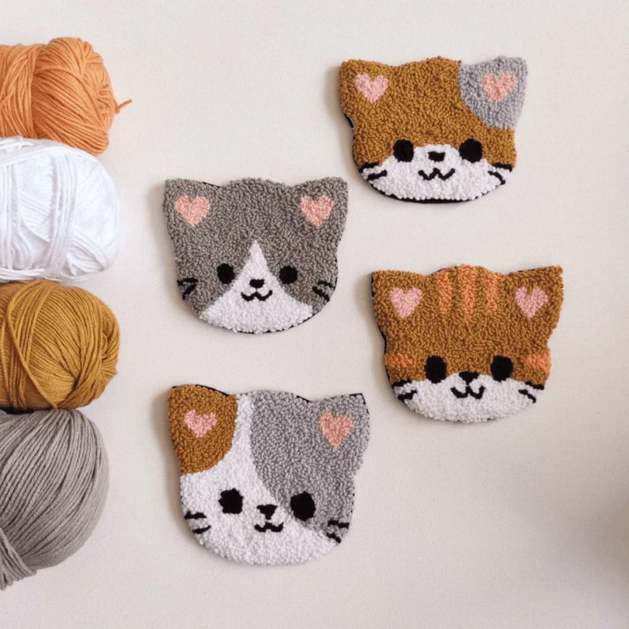 Punch Needle Cat Series Coaster Kits - Cat Lovers Birthday Gift | Diy Fridge Magnets | Perfect For Home Decor - image 1