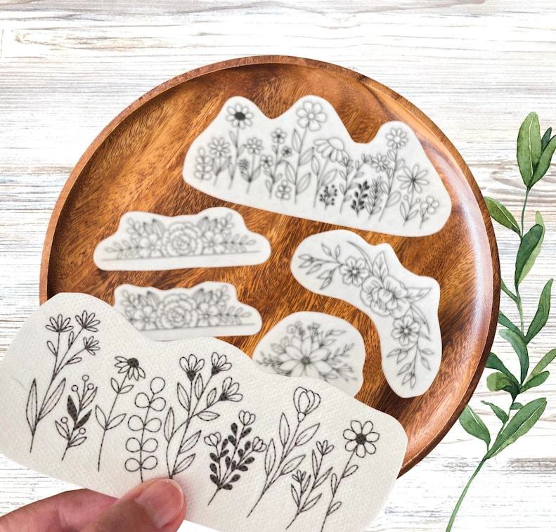  Wildflowers Stick And Stitch Patterns | Diy Floral Embroidery | Perfect For Handmade Crafters - 6pcs - image 1