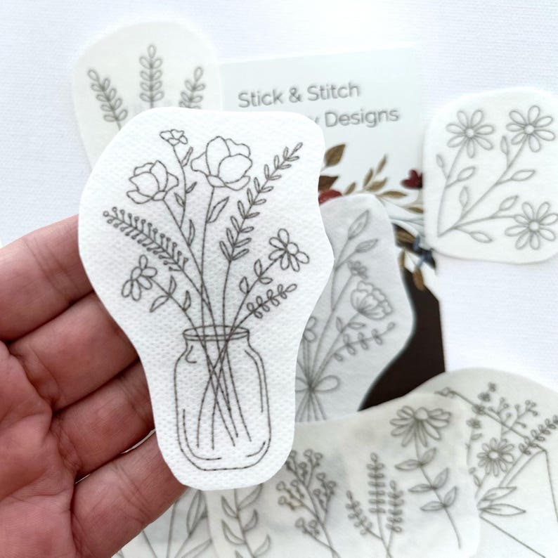 Botanical Stick And Stitch Patterns |  Water-soluble Stickers | Nice For Cloth Diy Embroidery  - image 2