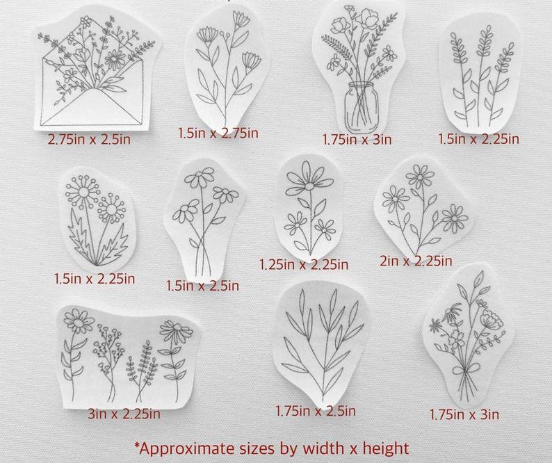 Botanical Stick And Stitch Patterns |  Water-soluble Stickers | Nice For Cloth Diy Embroidery  - 11pcs - image 5