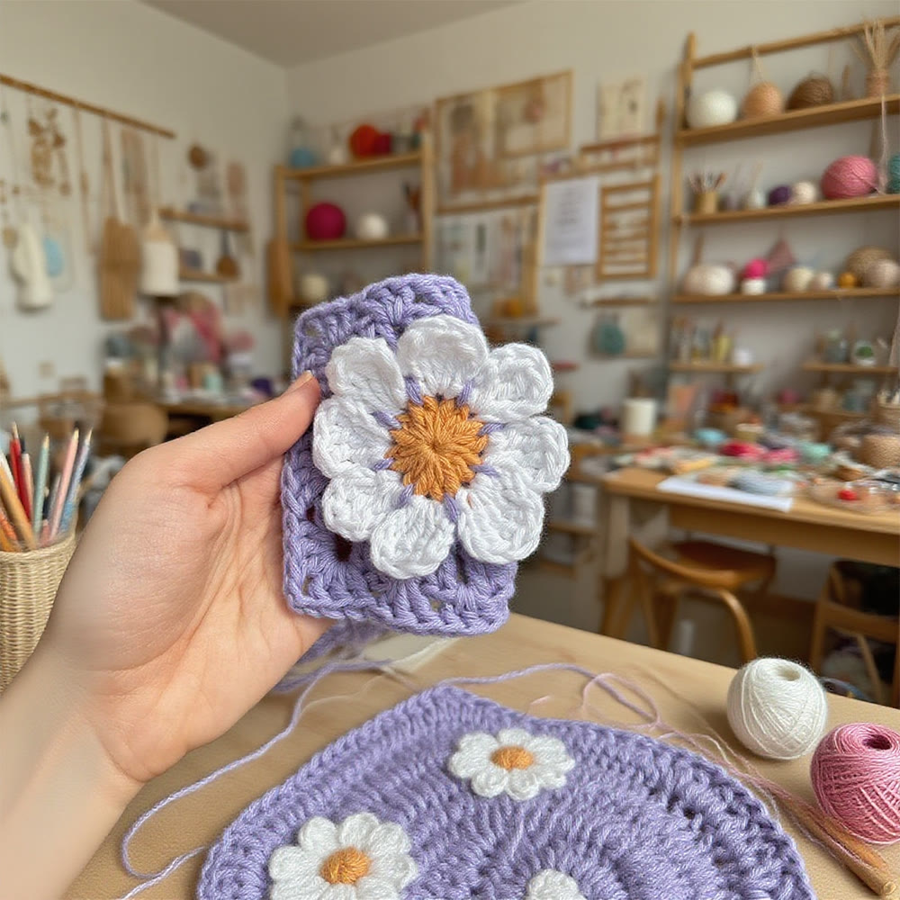 Diy Handmade 3d Flower Coasters Crochet Kit - Floral Granny Square Craft  | Perfect For Diy Project  - image 2
