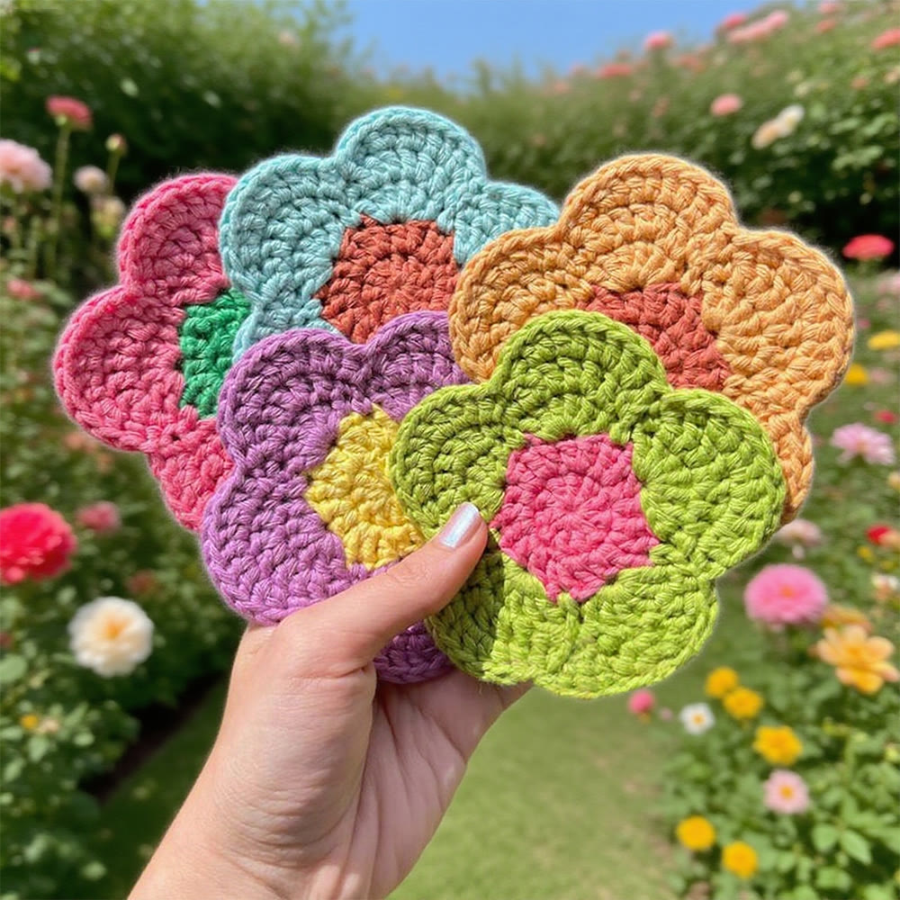 Diy Handmade Daisy Coaster Crochet Kit - Flower Pattern For Beginners | Unique Home Decor - image 1