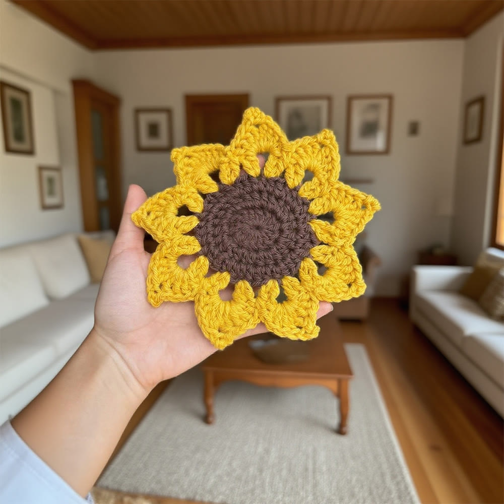 Diy Handmade Sunflower Coaster Crochet Kit - Creative Floral Handicraft | Perfect Housewarming Gift - image 2
