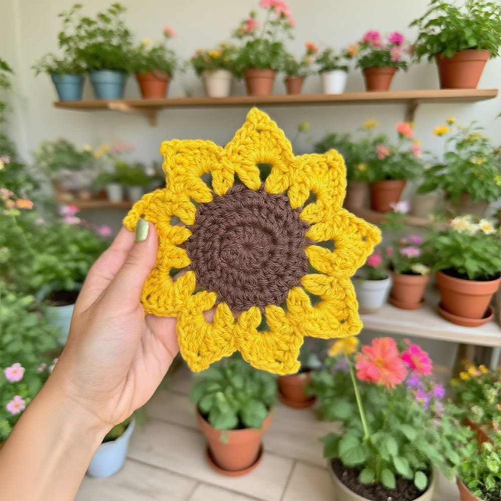 Diy Handmade Sunflower Coaster Crochet Kit - Creative Floral Handicraft | Perfect Housewarming Gift - image 3