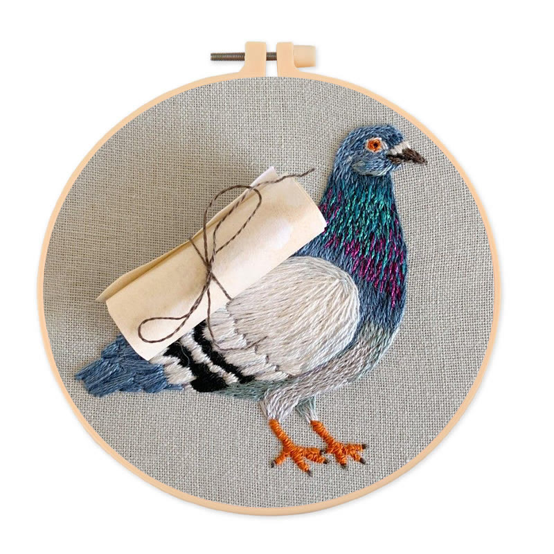 Rubbyoo Embroidery Kit - Carrier Pigeon | Diy Bird Handicraft | Creative Home Decor - 20*20cm - image 1