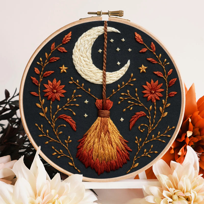 Rubbyoo Embroidery Kit - Halloween Witch Broom | Diy Handmade Gifts | Halloween Wall Decor - image 3