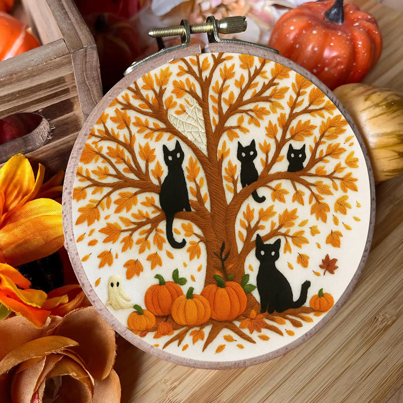 Rubbyoo Embroidery Kit - Halloween Black Cats | Spooky Desk Decor | Cat Lover Halloween Gift - image 7