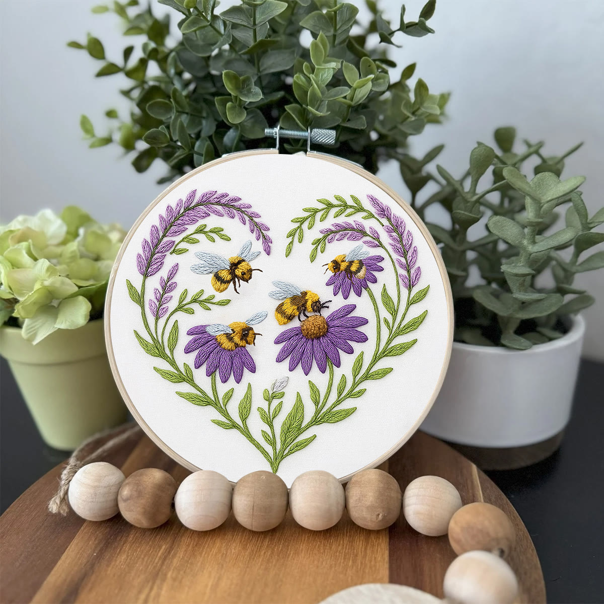 Rubbyoo Embroidery Kit - Bee And Flower | Floral Handmade Craft |  Gifts For House Warming  - image 4