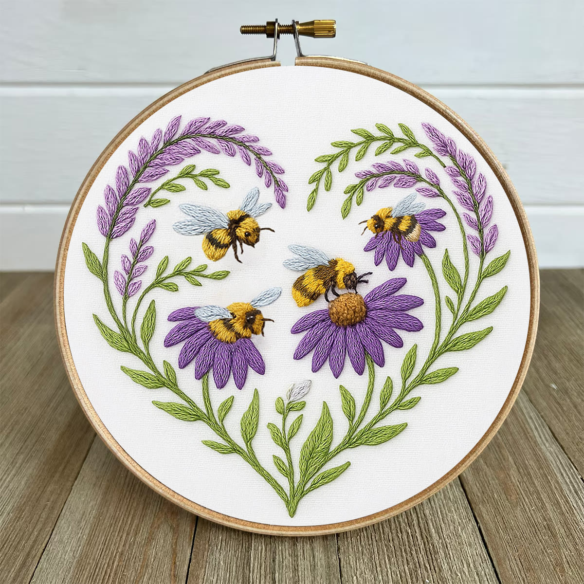 Rubbyoo Embroidery Kit - Bee And Flower | Floral Handmade Craft |  Gifts For House Warming  - image 5