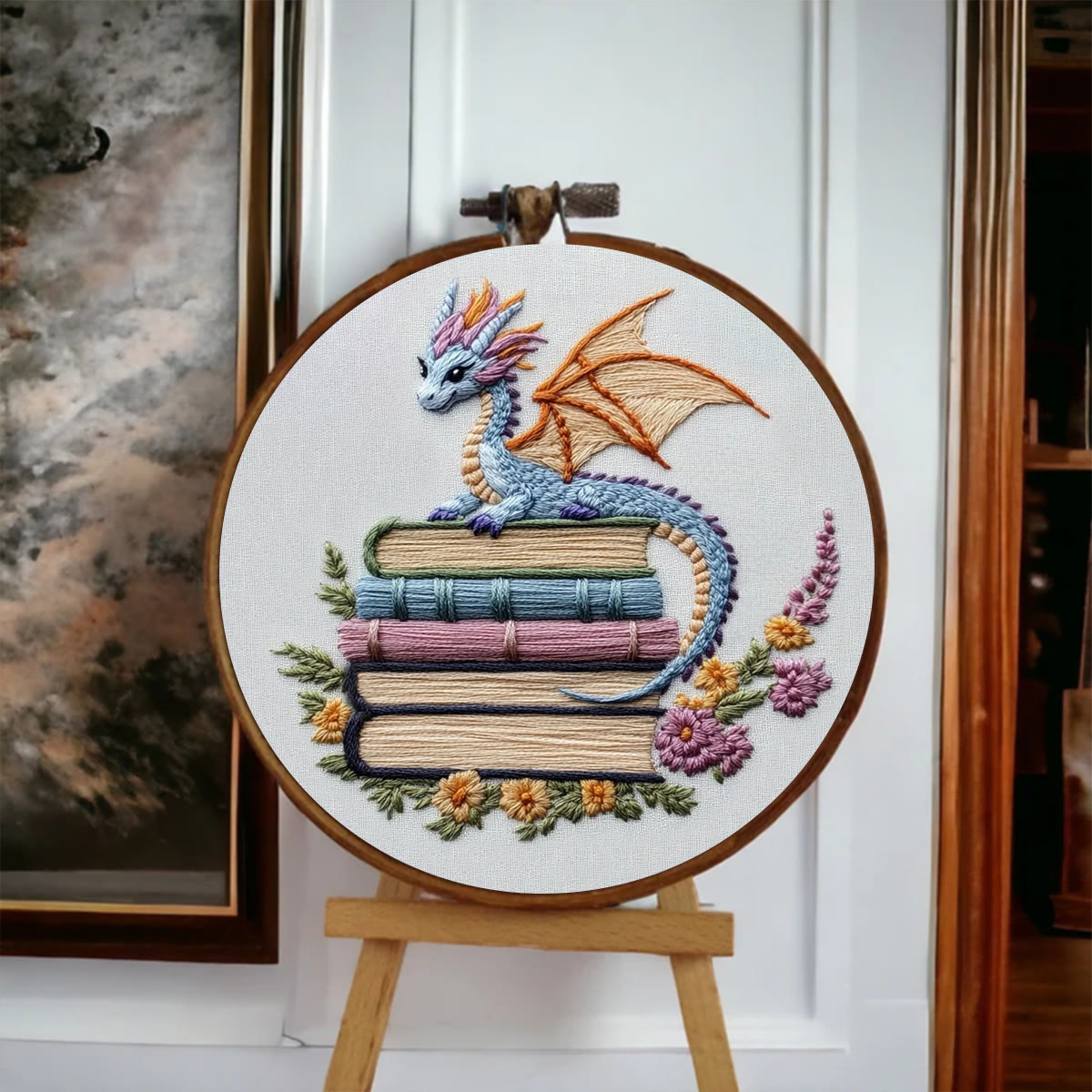 Rubbyoo Embroidery Kit - Fantasy Dragon | Book Shelf Artwork | Diy Needle Craft - image 4