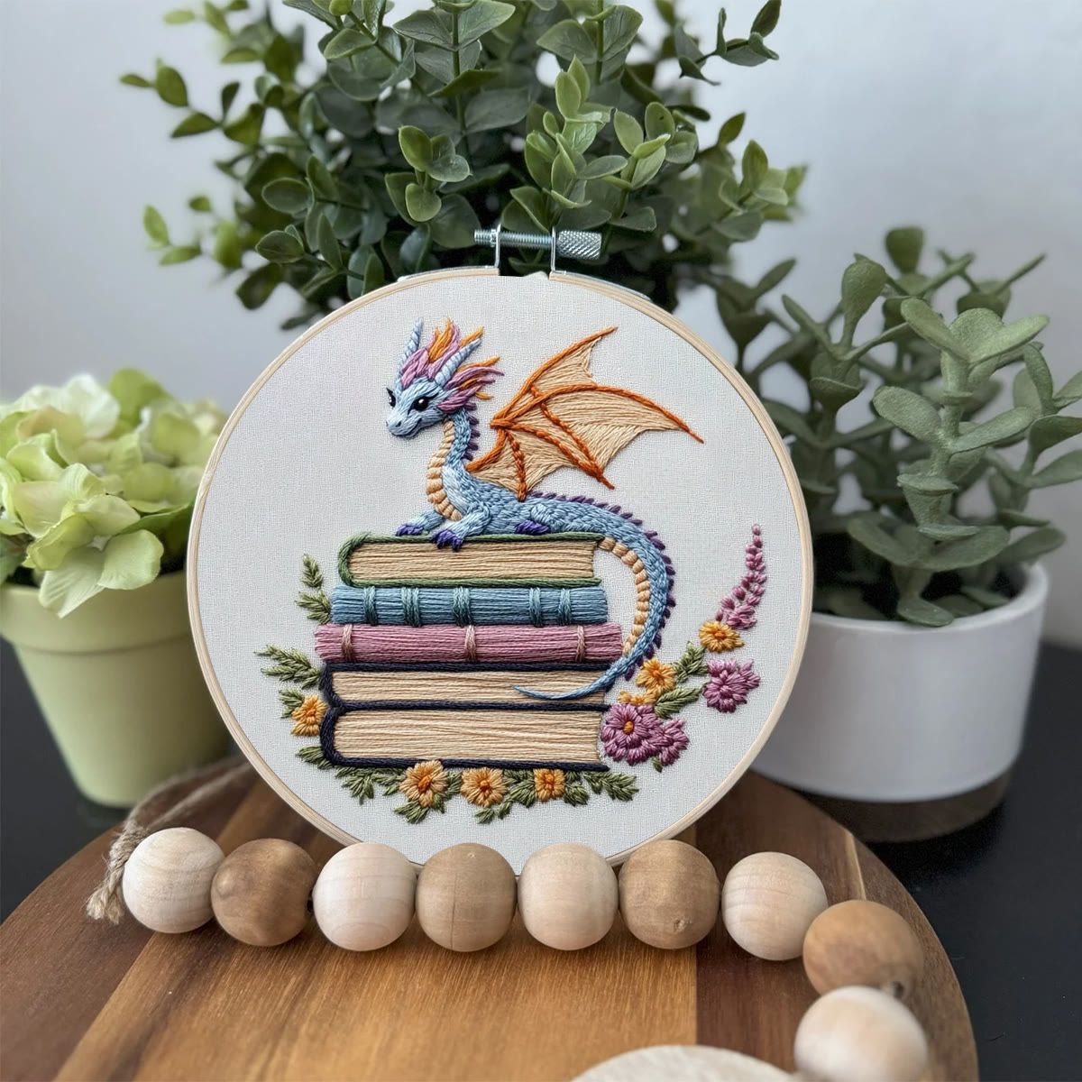 Rubbyoo Embroidery Kit - Fantasy Dragon | Book Shelf Artwork | Diy Needle Craft - image 3