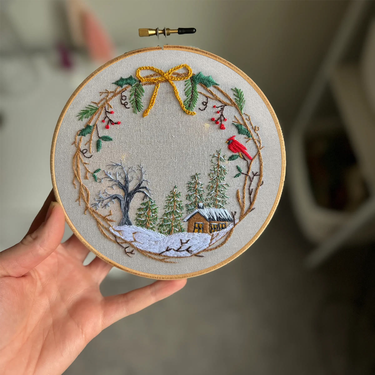 Rubbyoo Embroidery Kit - Christmas Cabin | Christmas Tree Decor | Easy Handmade Needlework - image 6