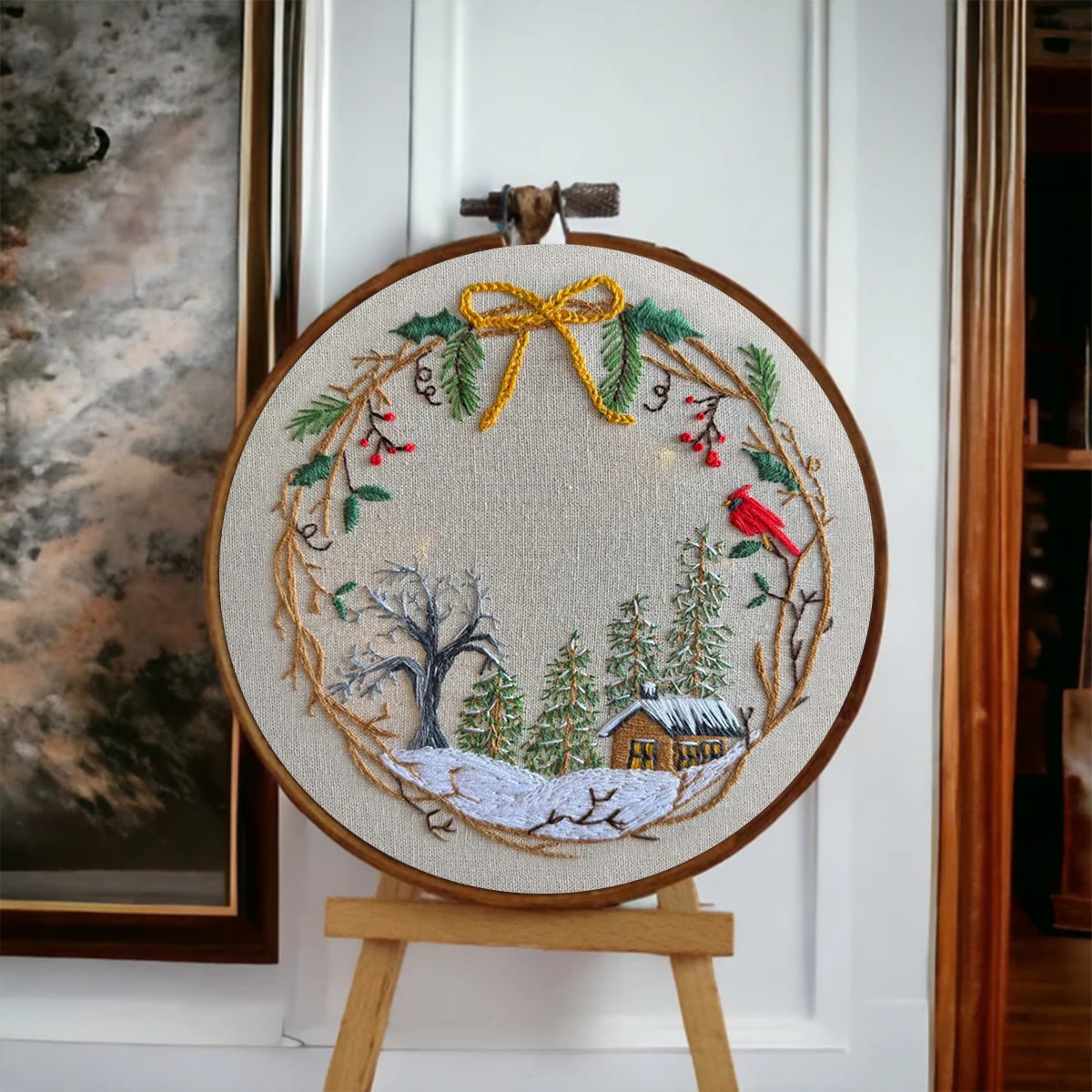 Rubbyoo Embroidery Kit - Christmas Cabin | Christmas Tree Decor | Easy Handmade Needlework - image 7