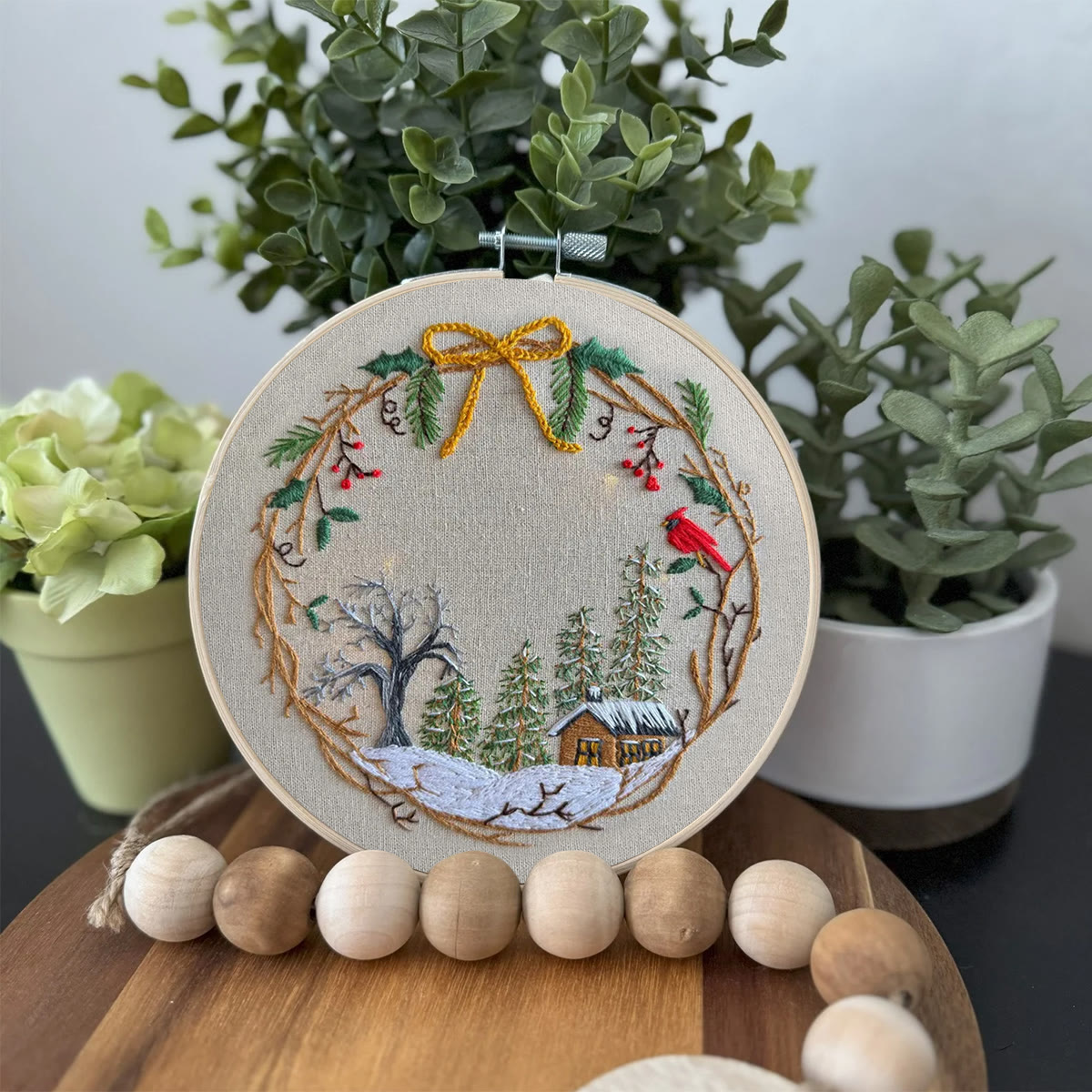 Rubbyoo Embroidery Kit - Christmas Cabin | Christmas Tree Decor | Easy Handmade Needlework - image 5