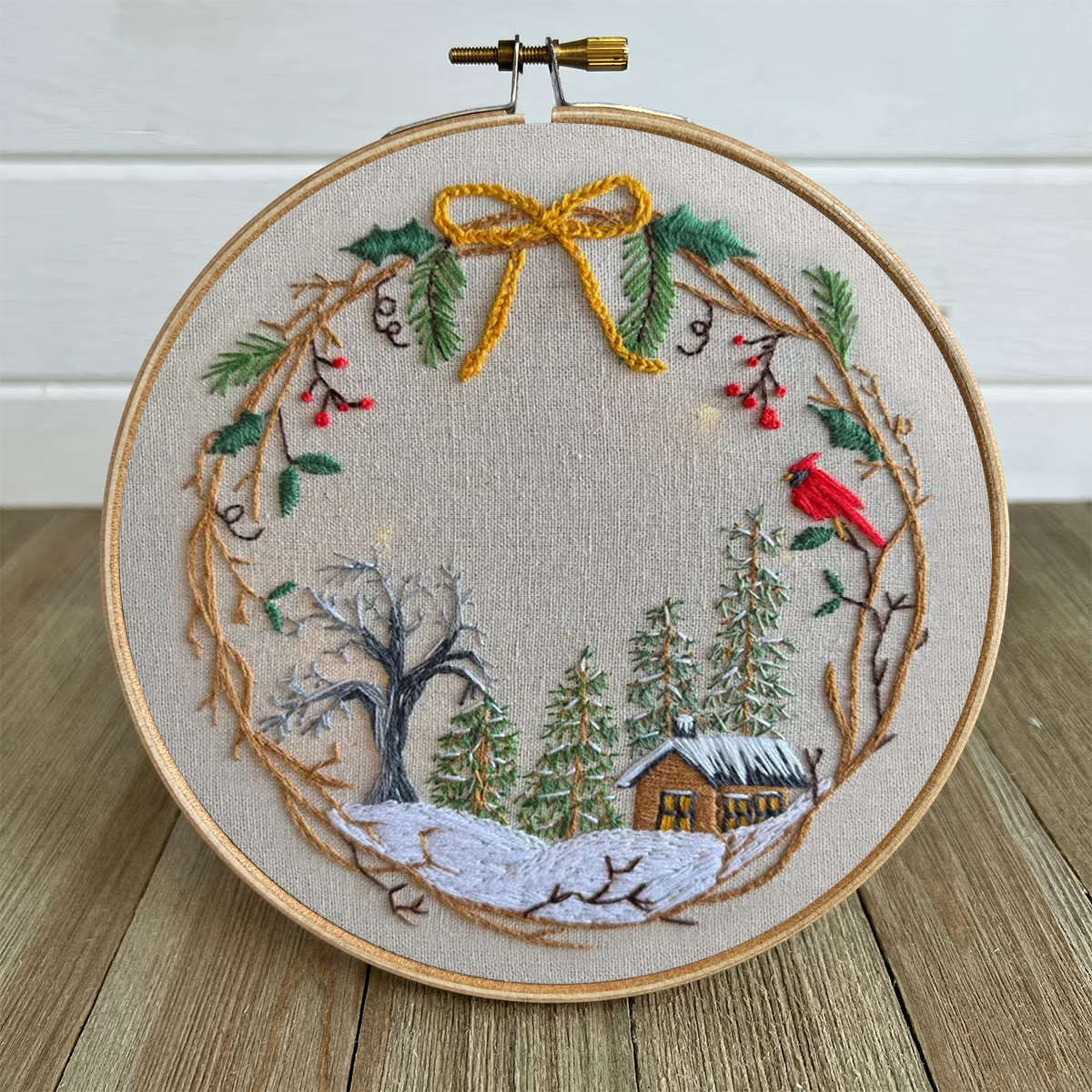 Rubbyoo Embroidery Kit - Christmas Cabin | Christmas Tree Decor | Easy Handmade Needlework - image 8