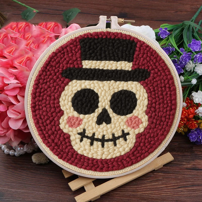 Halloween Skull Punch Needle Kit - Diy Yarn Art | Holiday Home Decor - image 2