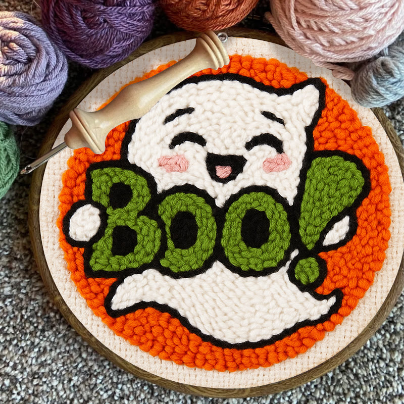 Boo Ghost Punch Needle Kit - Creative Yarn Craft |  Special Desk Decoration - image 3