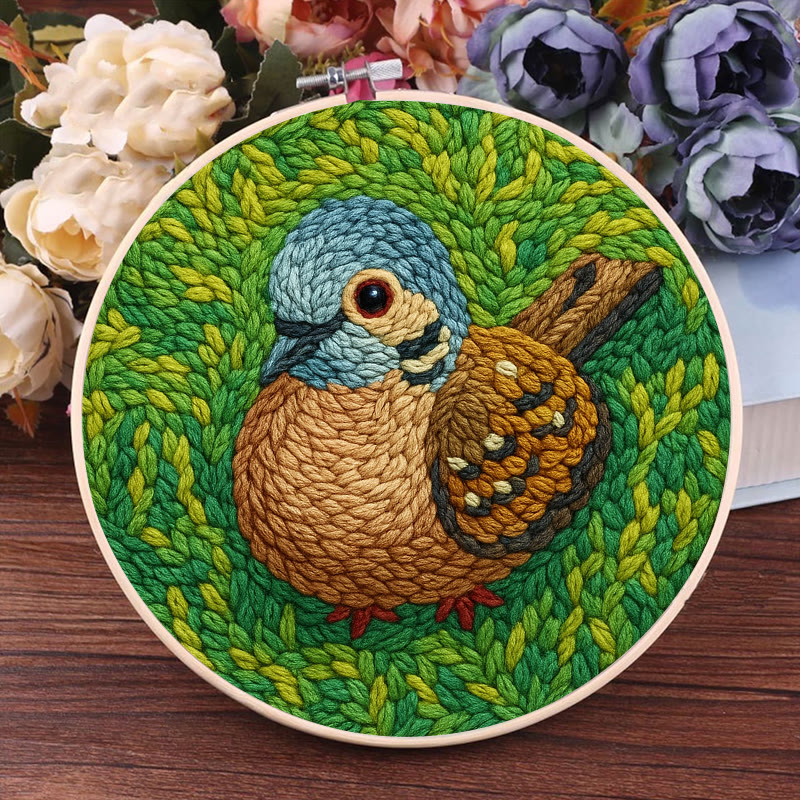 Little Sparrow Punch Needle Kit - Animal Yarn Craft | Relaxing Handmade Artwork - image 2