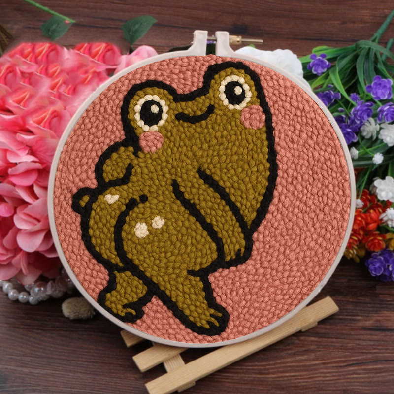  Cheeky Forg Punch Needle Kit - Cute Animal Decor | Handmade Art Craft  - image 2