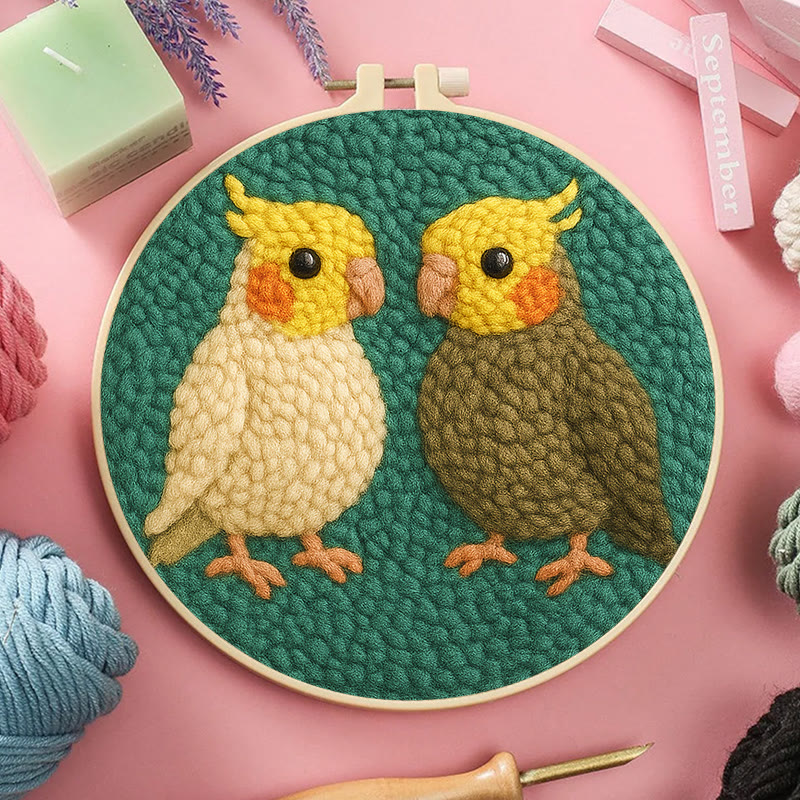  Parrot Couple Punch Needle Kit - Lovely Bird Needlework | Nice Wedding Handicraft - image 2